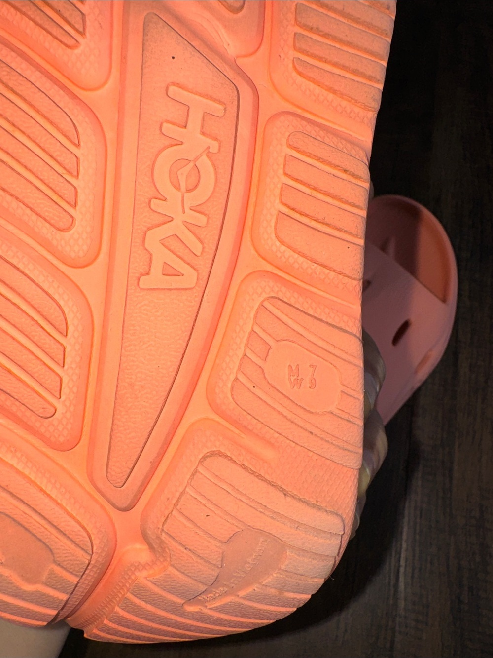 Hoka Coral/Orange Recovery Slide Sandals - Picture 9 of 11